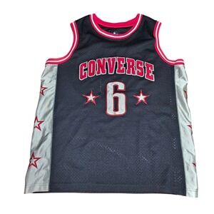 Converse All Star Basketball Jersey Mens XL Black Red Silver Dr J Tank #6